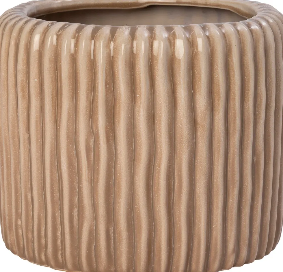 Intratuin bloempot Louva beige D 19 H 15 cm