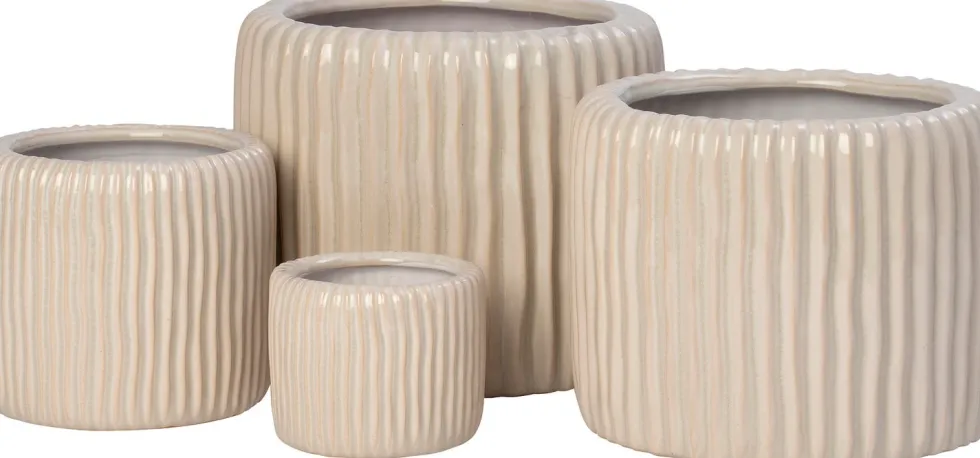 Intratuin bloempot Louva crème D 19 H 15 cm