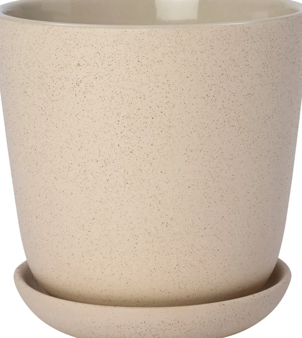Intratuin bloempot met schotel Shai beige D 16 H 16 cm