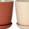 Intratuin bloempot met schotel Shai beige D 19,8 H 20 cm