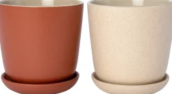 Intratuin bloempot met schotel Shai beige D 19,8 H 20 cm