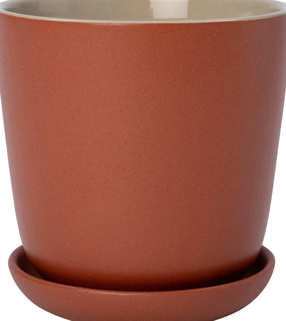 Intratuin bloempot met schotel Shai terracotta D 13,7 H 14 cm