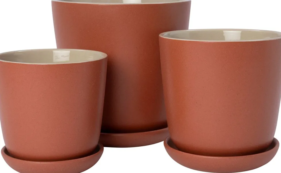 Intratuin bloempot met schotel Shai terracotta D 13,7 H 14 cm