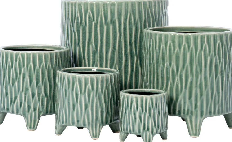 Intratuin bloempot op poten Nelli groen D 16 H 17 cm
