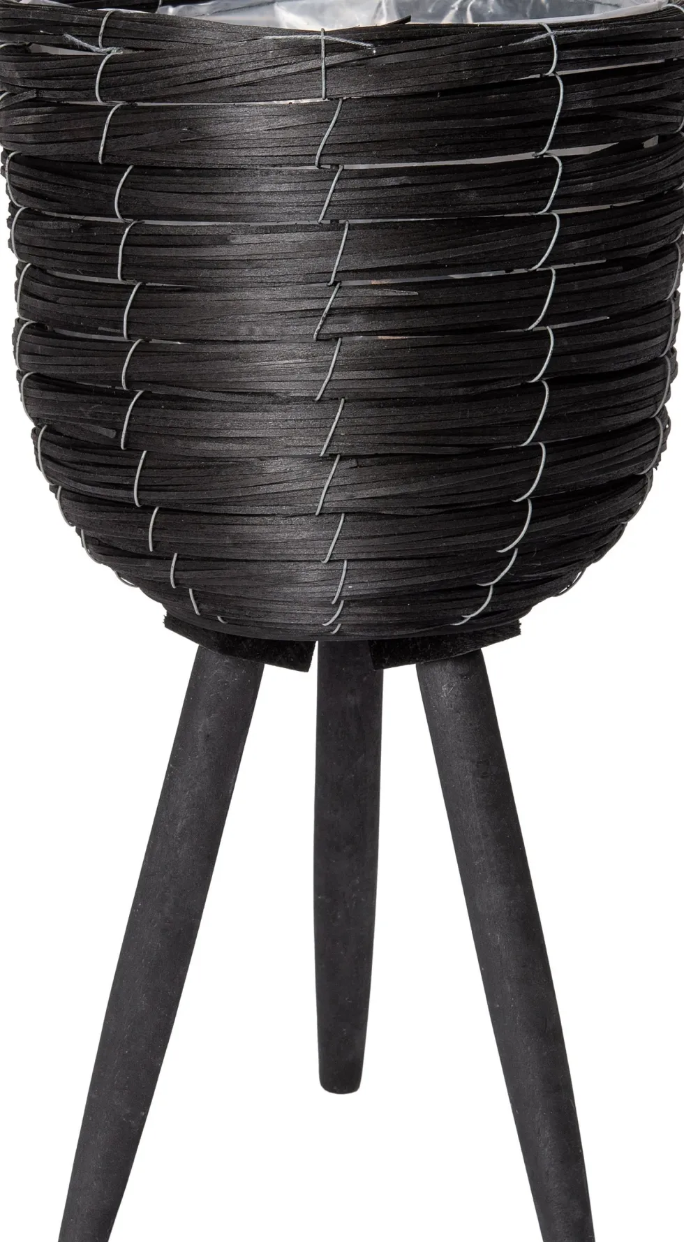 Intratuin bloempot op poten riet zwart D 25 H 46 cm