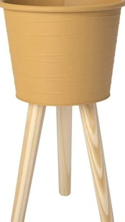 Intratuin bloempot op poten Sami geel D 24,5 H 43,3 cm