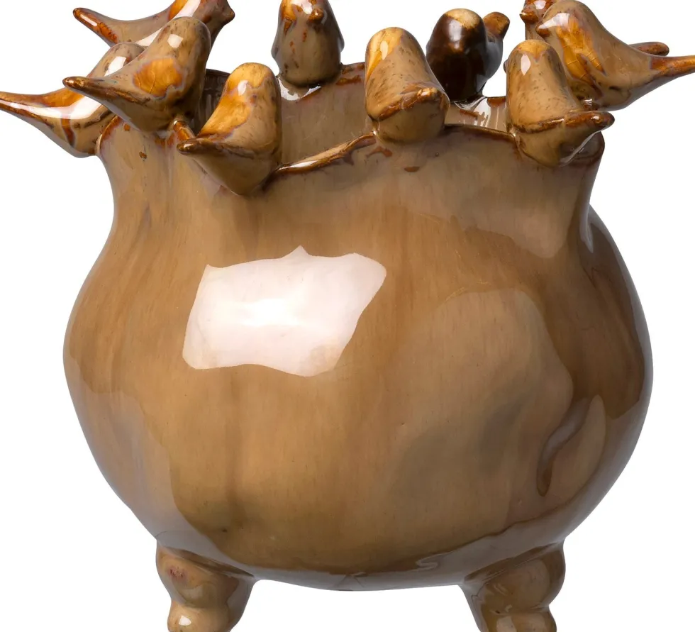 Intratuin bloempot op poten Tygo bruin D 18,8 H 16 cm