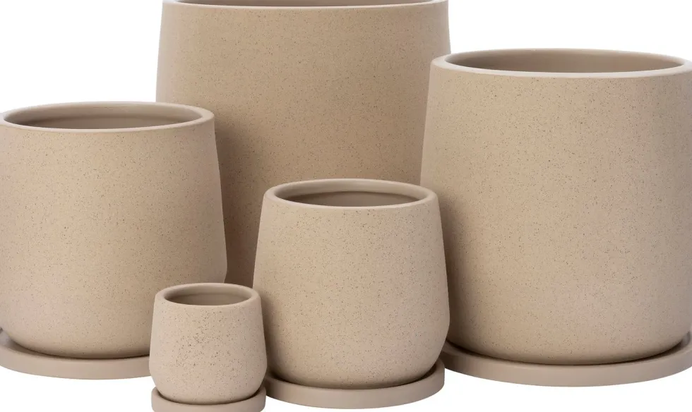 Intratuin bloempot op schotel Adel beige D 18 H 18 cm