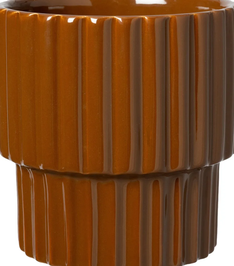 Intratuin bloempot op voet Aira bruin D 21,2 H 21,3 cm