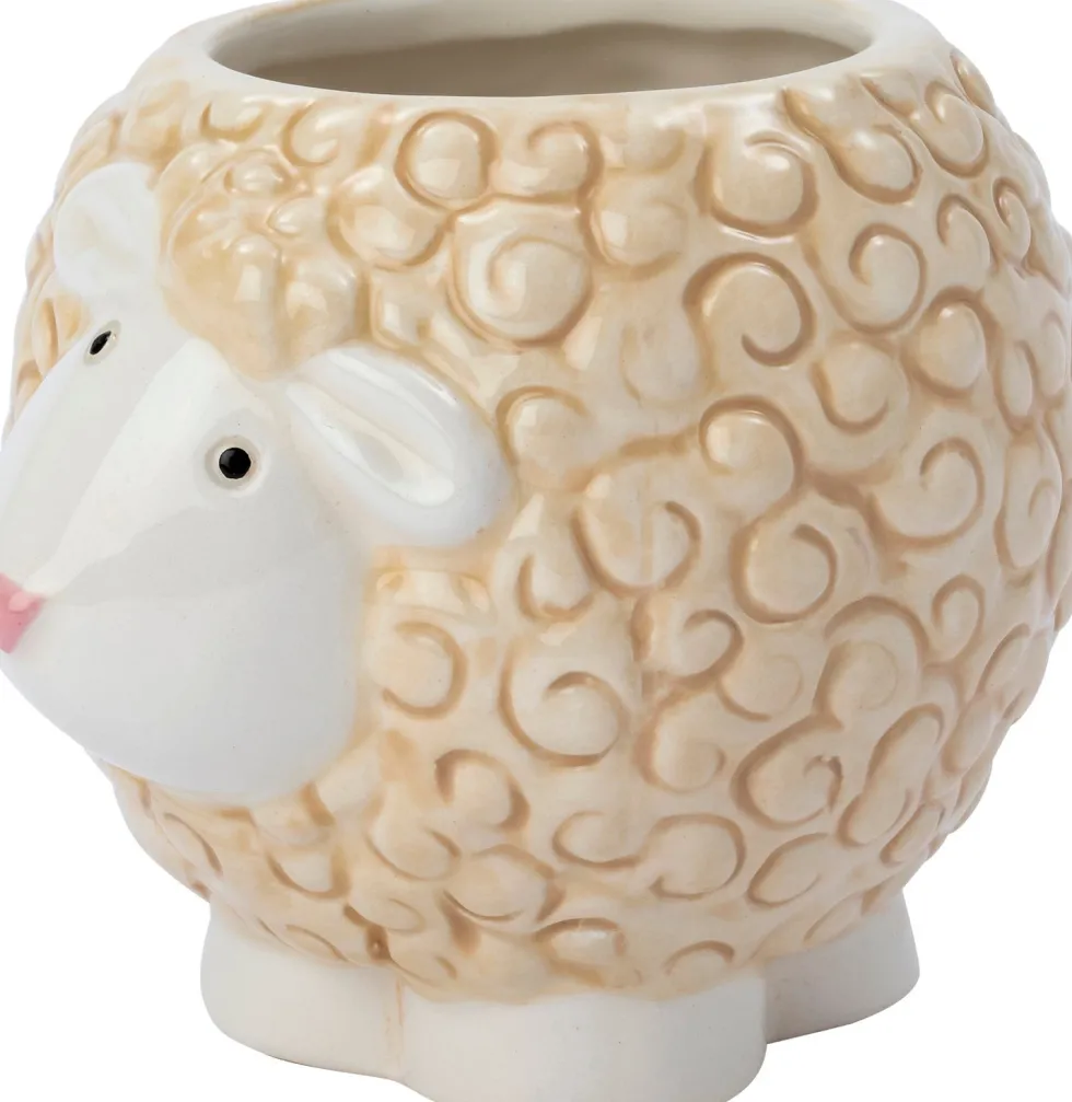 Intratuin bloempot Rover schaap wit / beige 10,5 x 9 x 11 cm