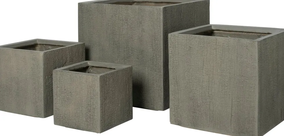 Intratuin bloempot Tino grijs 25 x 25 x 25 cm