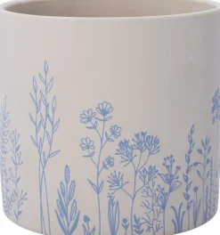 Intratuin bloempot Vera wit / blauw D 13,5 H 12,5 cm