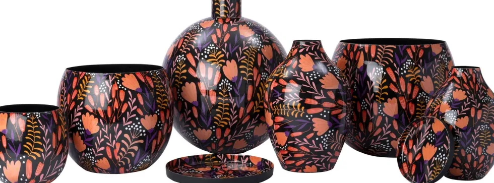 Intratuin decoratiebord Femia zwart / oranje D 30 H 2 cm