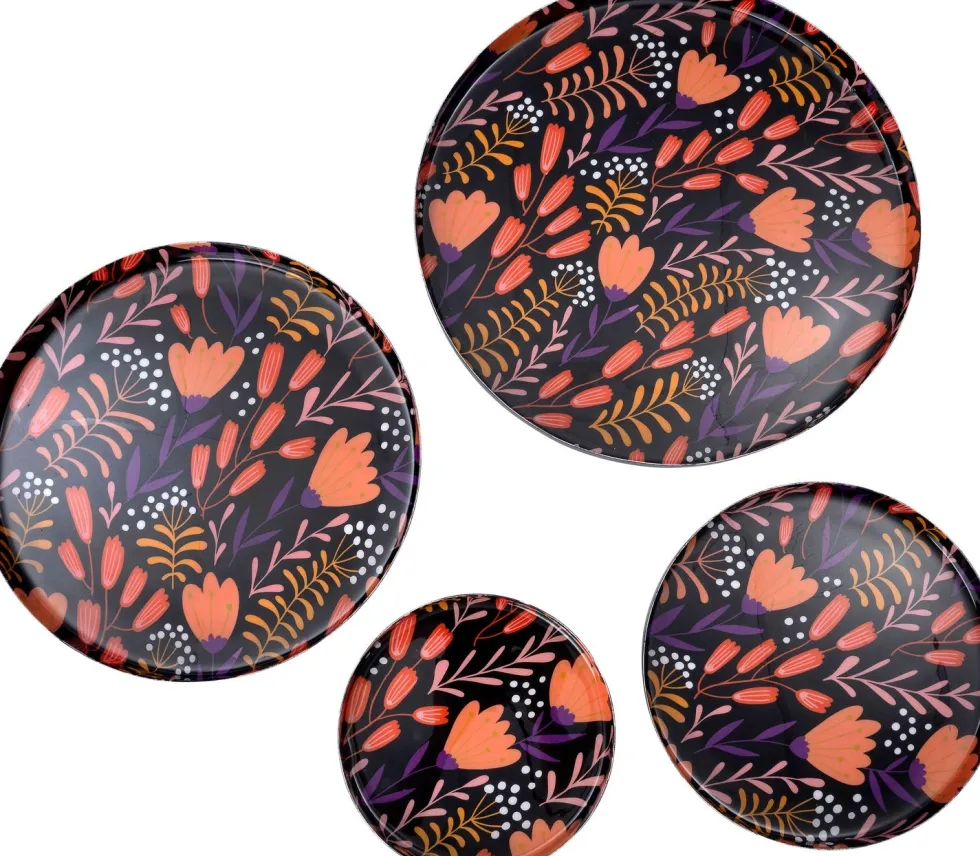Intratuin decoratiebord Femia zwart / oranje D 20 H 2 cm