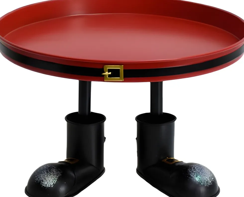 Intratuin decoratiebord op voet kerstman rood / zwart D 36 H 20 cm
