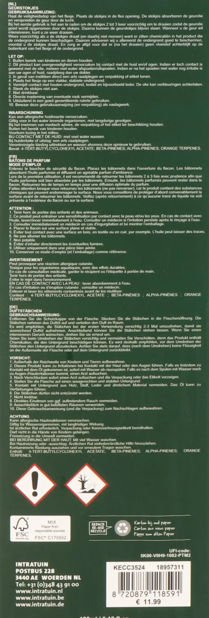 Intratuin geurstokjes Cedar Balsam 180 ml