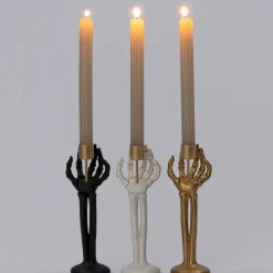 Intratuin halloween decoratie Skelly kandelaar zwart 7,2 x 4,8 x 21 cm