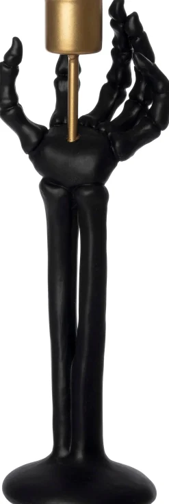 Intratuin halloween decoratie Skelly kandelaar zwart 7,2 x 4,8 x 21 cm