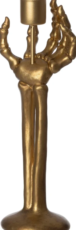 Intratuin halloween decoratie Skelly kandelaar goud 7,2 x 4,8 x 21 cm