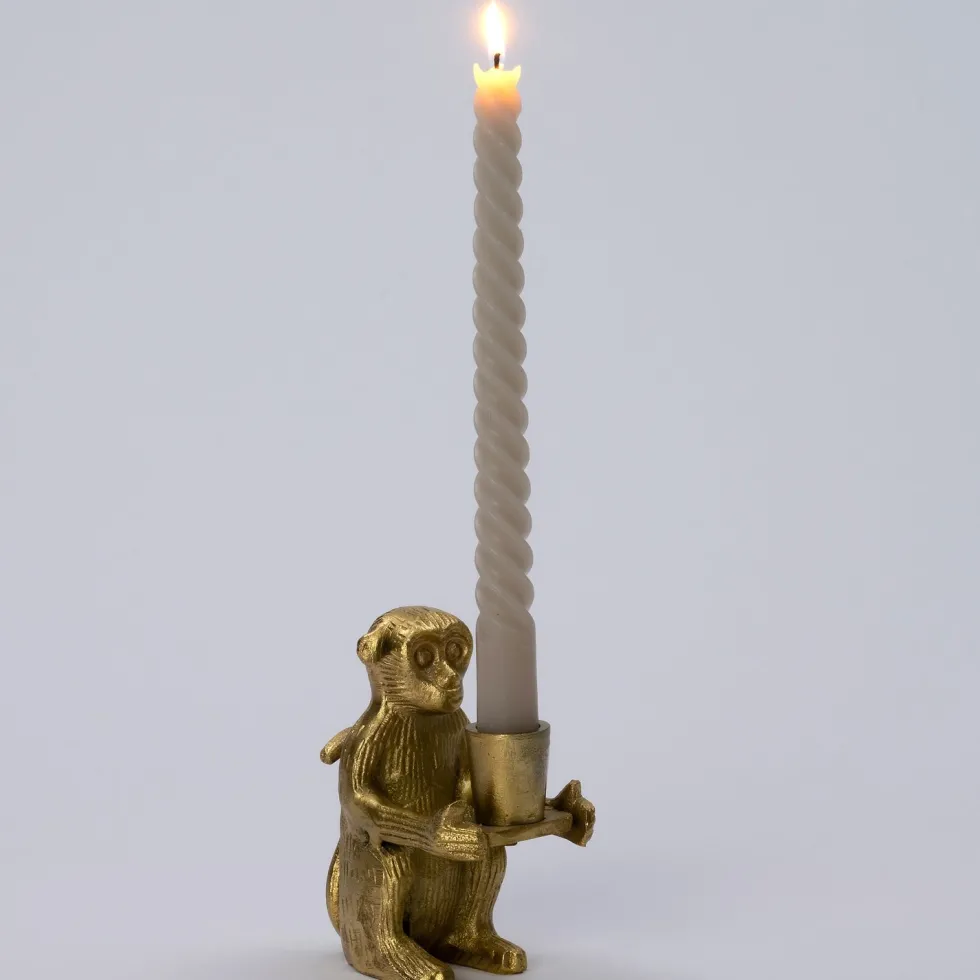 Intratuin kandelaar Aap goud 10,5 x 5 x 10 cm