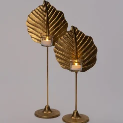 Intratuin kandelaar Blad goud 18,5 x 11,8 x 50,5 cm