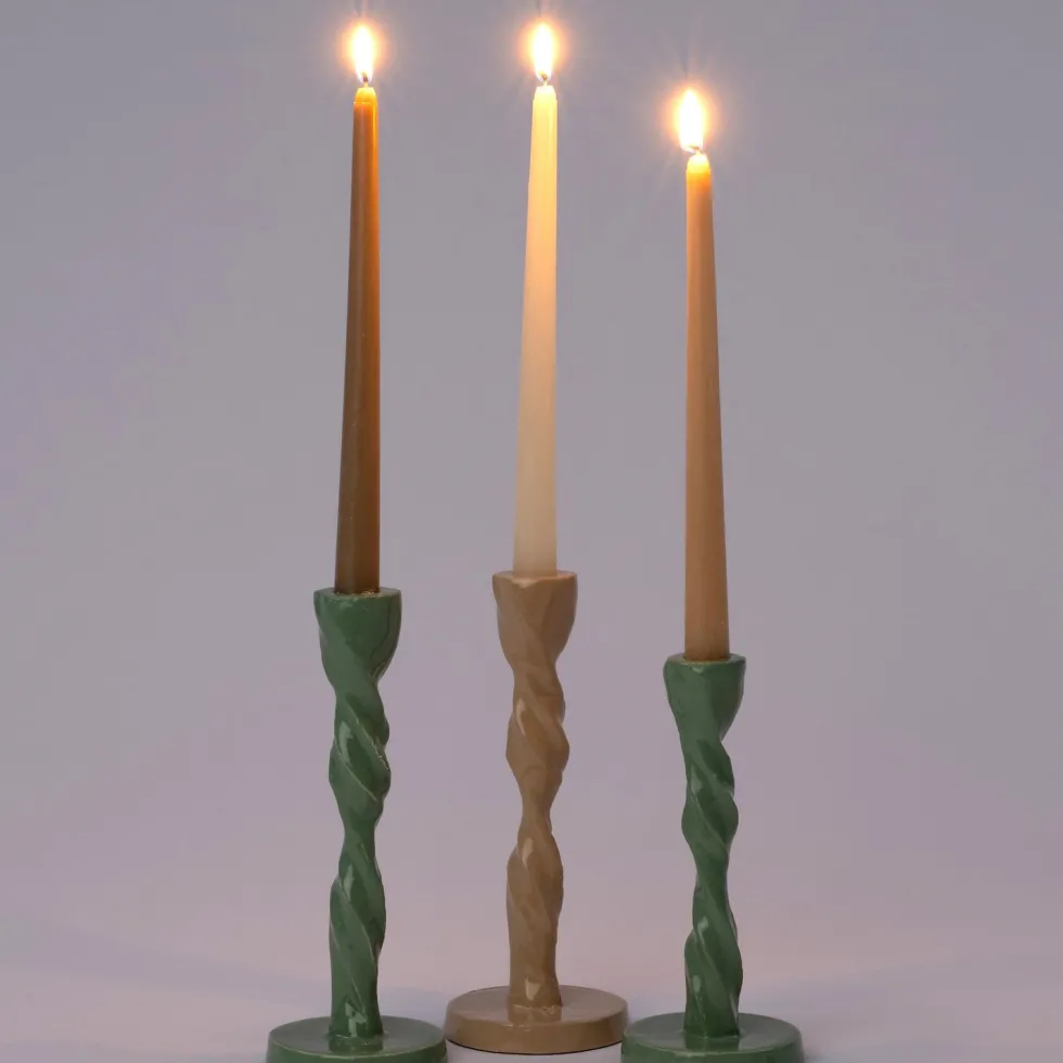 Intratuin kandelaar Coal groen D 9 H 23 cm