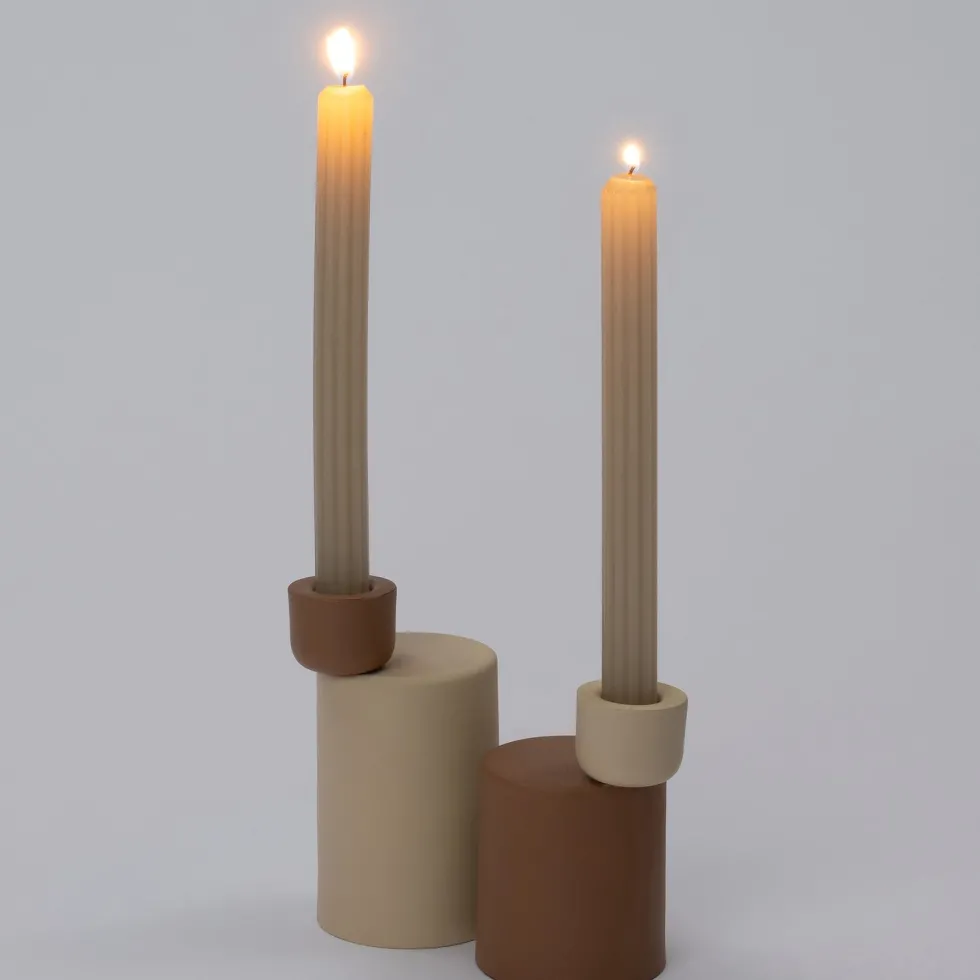 Intratuin kandelaar Faas beige D 8 H 14 cm