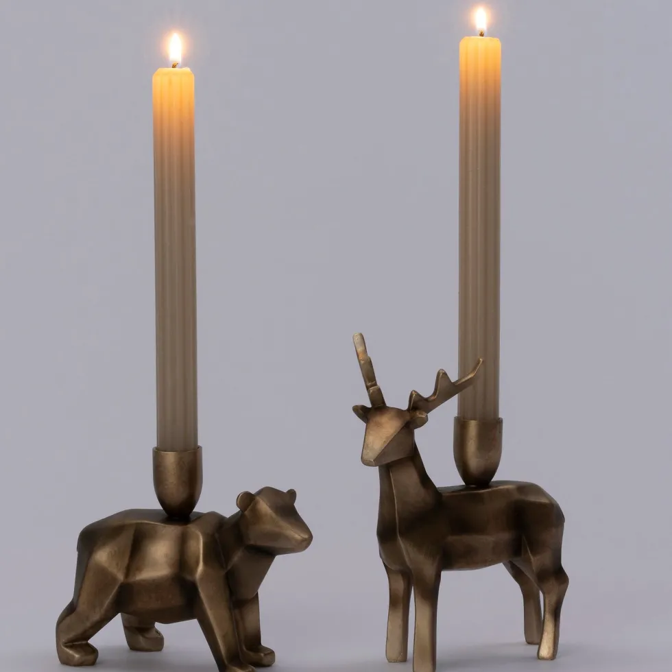Intratuin kandelaar Tarja rendier goud 13,5 x 7,2 x 17,7 cm