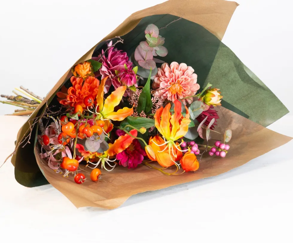 Intratuin kunstbloemen boeket Mila oranje H 70 cm
