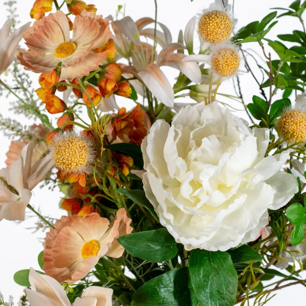Intratuin kunstbloemen boeket Nina wit / oranje H 70 cm