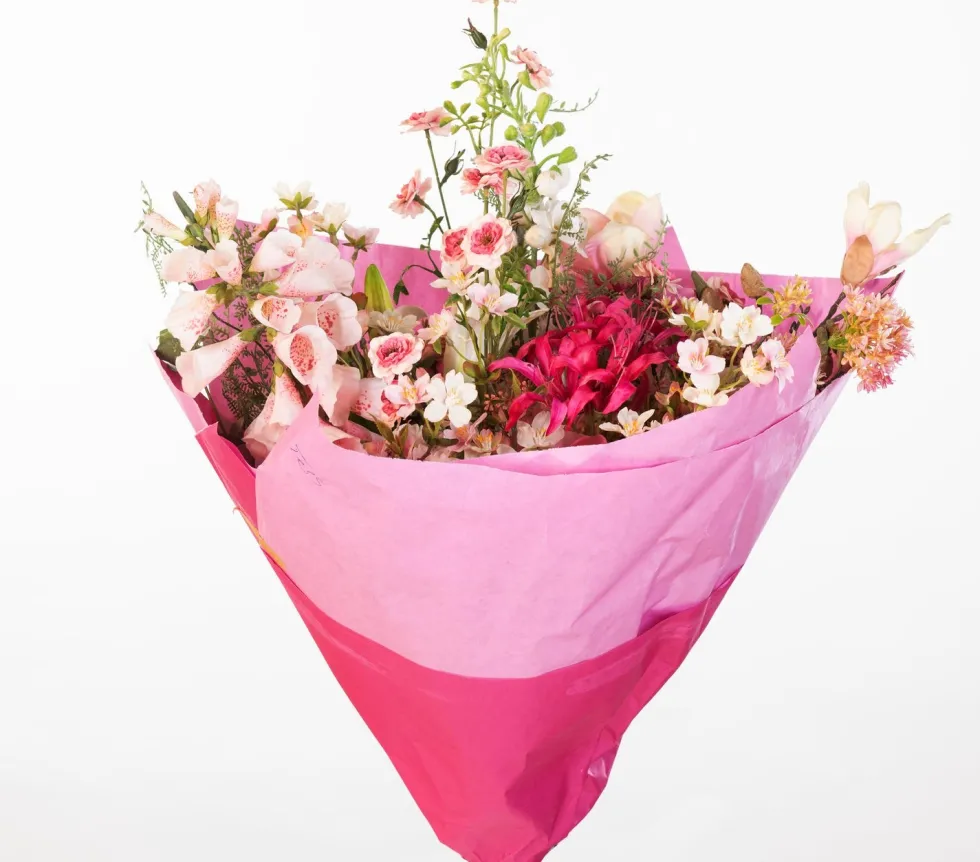 Intratuin kunstbloemen boeket Tess roze H 90 cm