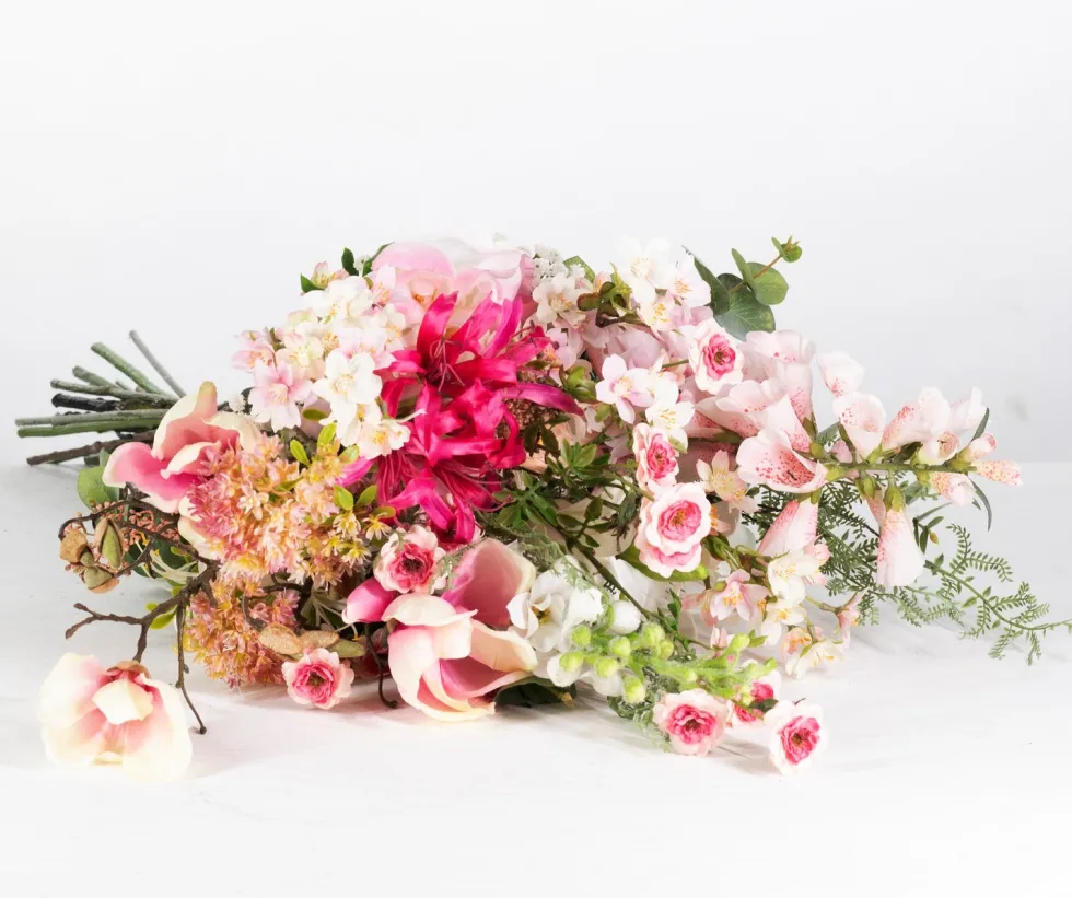 Intratuin kunstbloemen boeket Tess roze H 90 cm