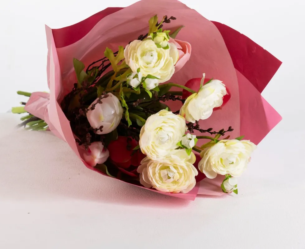 Intratuin kunstbloemen boeket Sara wit H 50 cm