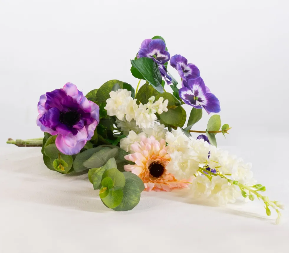 Intratuin kunstbloemen boeket Lola wit / blauw H 70 cm