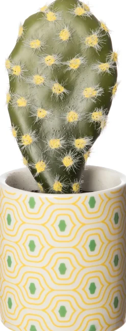 Intratuin kunstplant Cactus gele pot H 14 cm