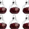 Intratuin naamkaarthouder Krista kerstbal transparant / rood D 4 H 4,5 cm 6 stuks
