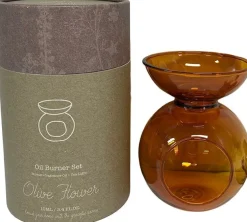 Intratuin olie geurbrander met geurolie Indi Olive Flower bruin D 11 H 18 cm