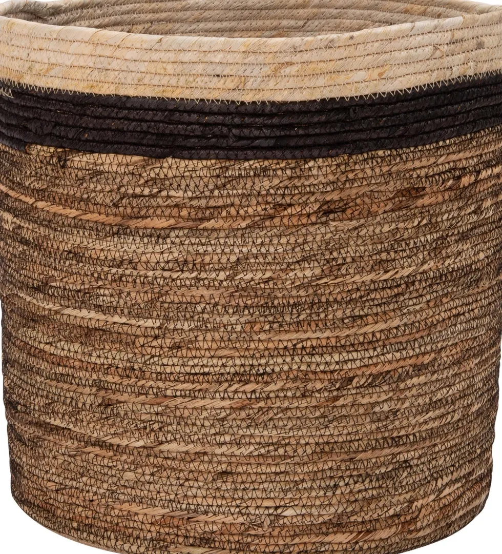 Intratuin opbergmand Pipa naturel / zwart / bruin D 28 H 27 cm