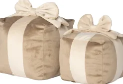 Intratuin sierkussen Cadeau taupe / crème 15 x 15 cm