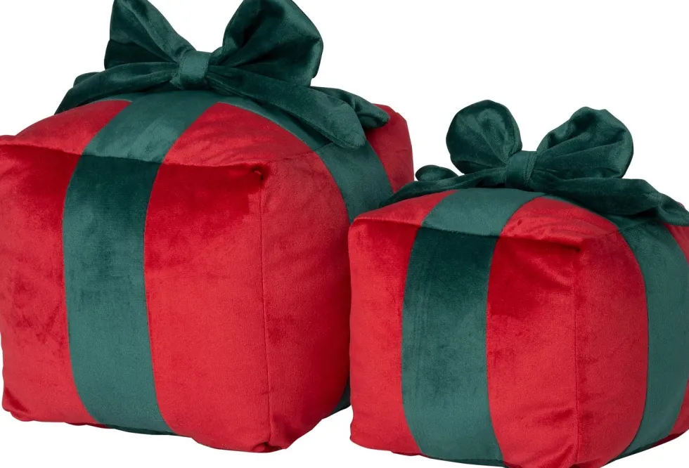 Intratuin sierkussen Cadeau rood / groen 20 x 20 cm