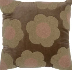 Intratuin sierkussen Flowy bruin / roze 45 x 45 cm