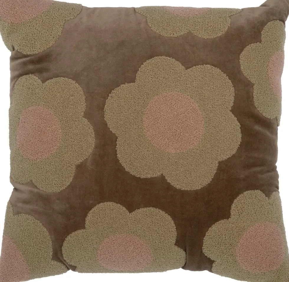 Intratuin sierkussen Flowy bruin / roze 45 x 45 cm