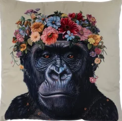 Intratuin sierkussen Jungle aap crème / zwart 45 x 45 cm