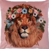 Intratuin sierkussen Jungle leeuw roze / bruin 45 x 45 cm
