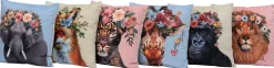 Intratuin sierkussen Jungle panter roze / beige 45 x 45 cm
