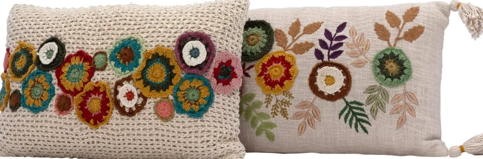 Intratuin sierkussen Riga crème / beige / groen 30 x 50 x 10 cm