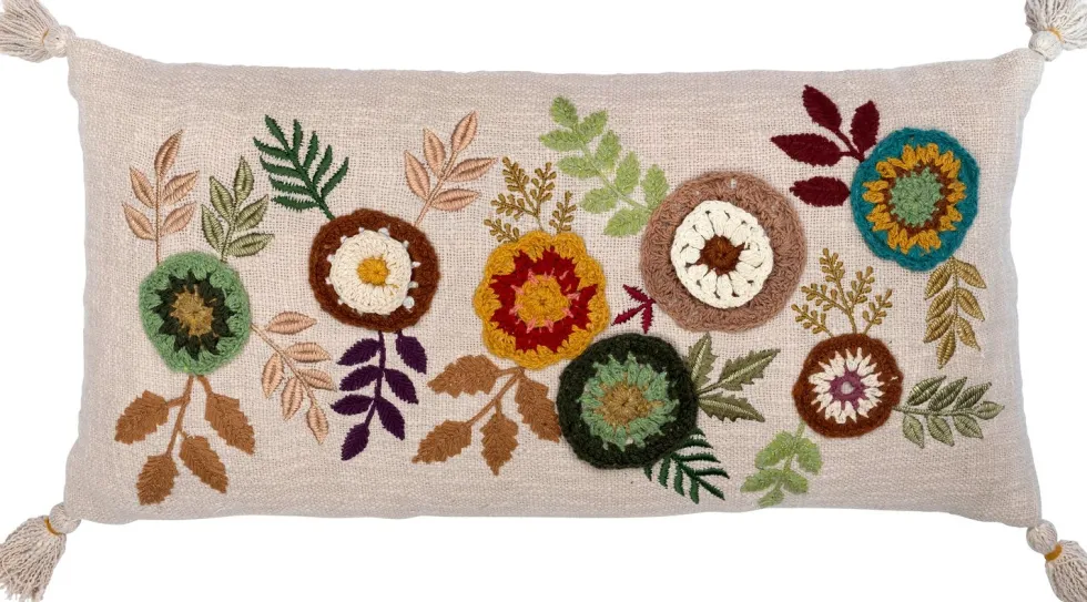 Intratuin sierkussen Riga crème / beige / groen 30 x 50 x 10 cm