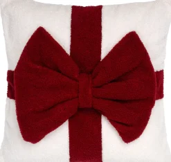 Intratuin sierkussen Teddy strik wit / rood 45 x 45 cm