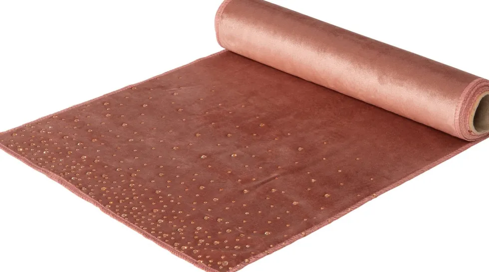 Intratuin tafelloper Strass roze / koper 180 x 35 cm