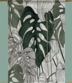 Intratuin wanddoek Monstera wit / groen 45 x 30 cm